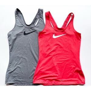 Women's Nike Pro Gray and Red Work Out Tank Top Bundle Size Small